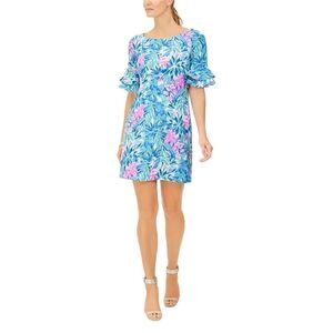 Papagallo Erika Ruffled Floral Print Shift Dress